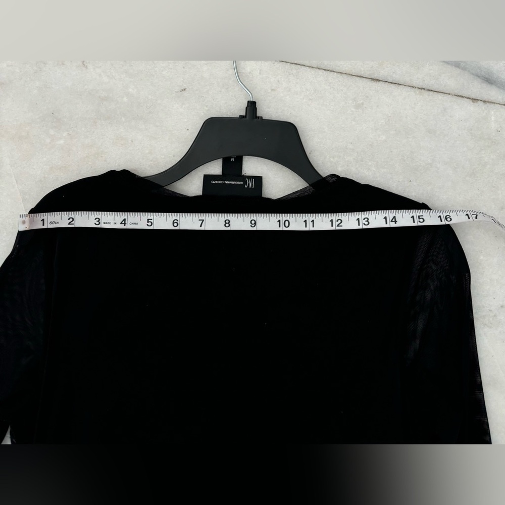 VTG INC Top Black Nylon Lace Burnout Long Sheer Sleeve Womens M Whimsigoth Y2K - Picture 9 of 9